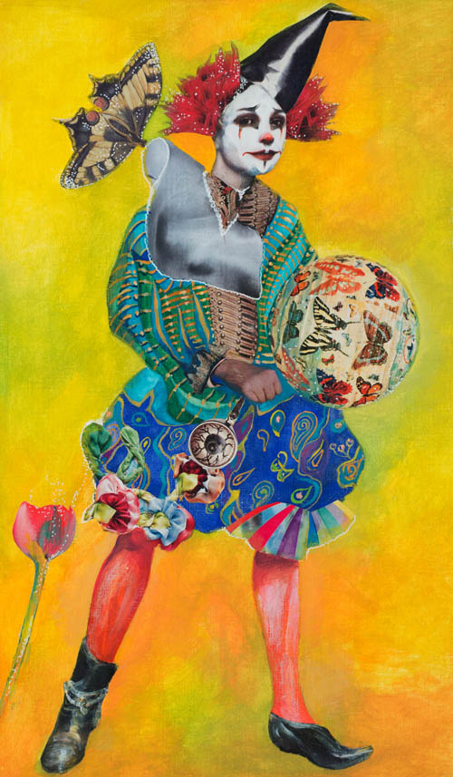 Nino Japaridze - Jester of Gardens (Clown des Jardins) - Japaridze Tarot - 2012-2013 mixed media painting